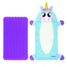 Colchon + Bolsa de dormir diseño Unicornio 1.58mx66cm. Bestway